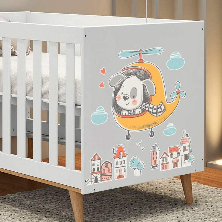 Adesivo de Parede Infantil Cachorrinho no Helicptero