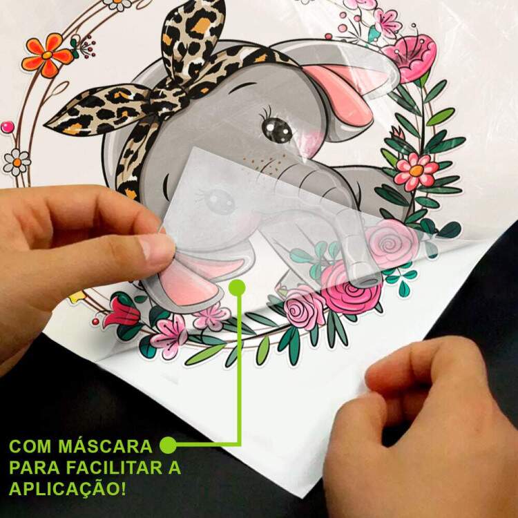 Adesivo de Parede Infantil Elefantinha com Flores