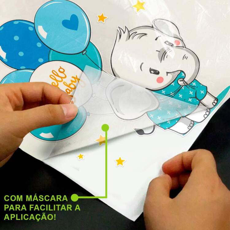 Adesivo de Parede Infantil Elefantinho com Bales