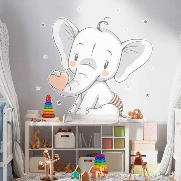 Adesivo de Parede Infantil Elefantinho com Corao