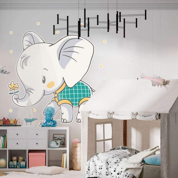 Adesivo de Parede Infantil Elefantinho com Flor