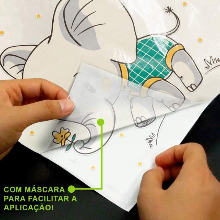 Adesivo de Parede Infantil Elefantinho com Flor