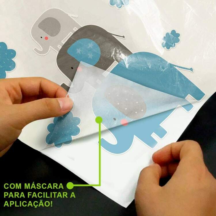 Adesivo de Parede Infantil Familia Elefantinho