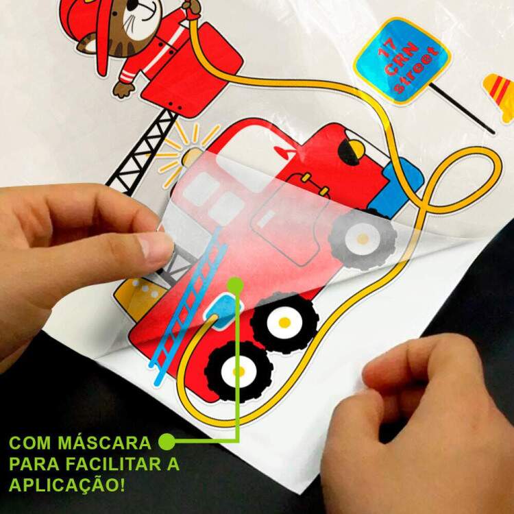 Adesivo de Parede Infantil Gatinho Bombeiro