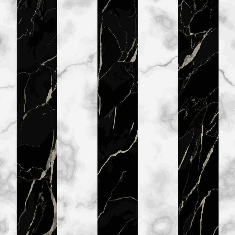 Papel de Parede Mrmore Listrado Branco e Preto
