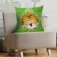 Almofada Decorativa Tigre Cute Aquarela Verde