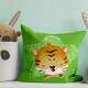 Almofada Decorativa Tigre Cute Aquarela Verde