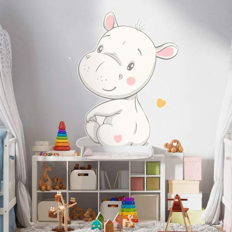 Adesivo de Parede Infantil Hipoptamo Sentado