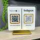 Placa de Pix Acr�lico de Mesa Branca e Espelhada com QR Codes e Logo