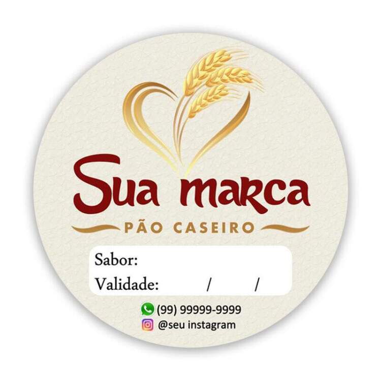 Etiqueta Adesiva para Padaria Com Sua Logo, Telefone e Instagram