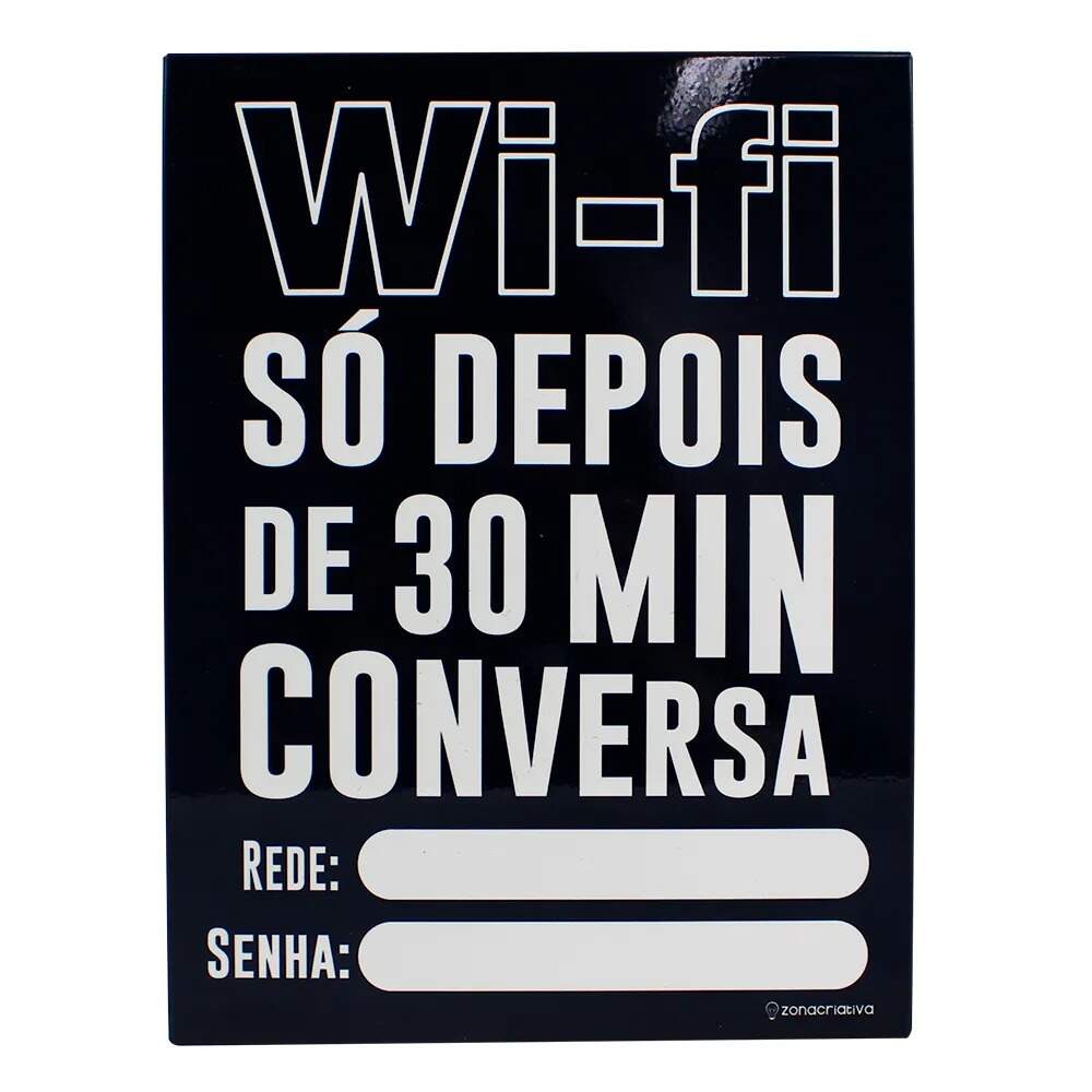 Placa Decorativa Wifi s depois de 30 minutos de conversa