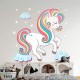 Adesivo de Parede Infantil Unicornio nas Nuvens Feliz