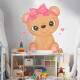 Adesivo de Parede Infantil Ursinha Marrom com La�o