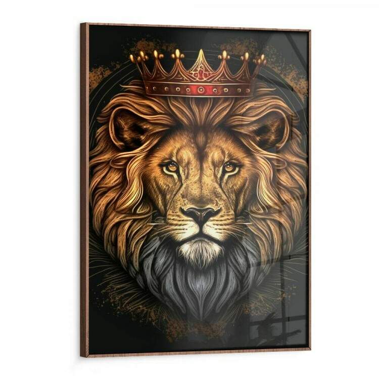 Quadro Decorativo Arte Leo com Coroa