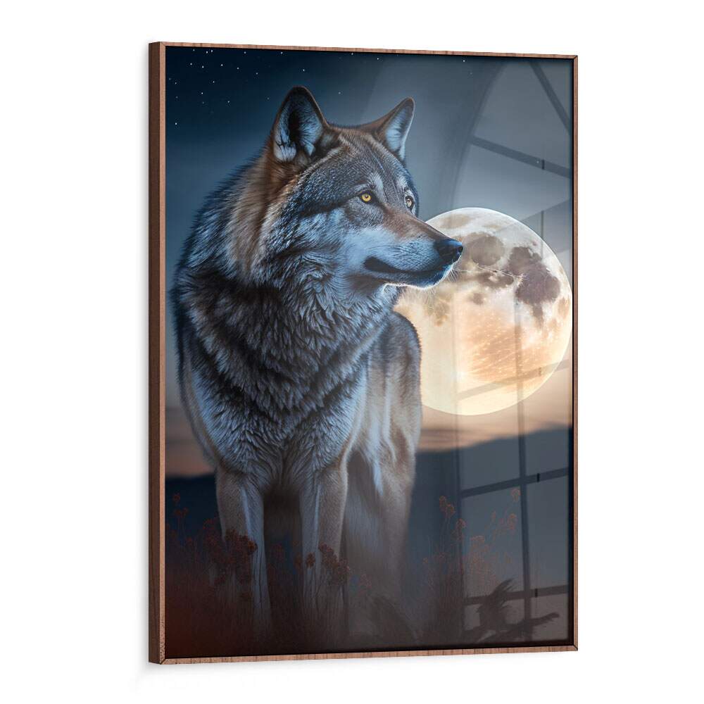 Quadro Decorativo Lobo e Lua Cheia