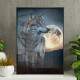 Quadro Decorativo Lobo e Lua Cheia