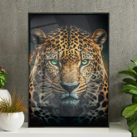 Quadro Decorativo Face Tigre Olhos Verdes 