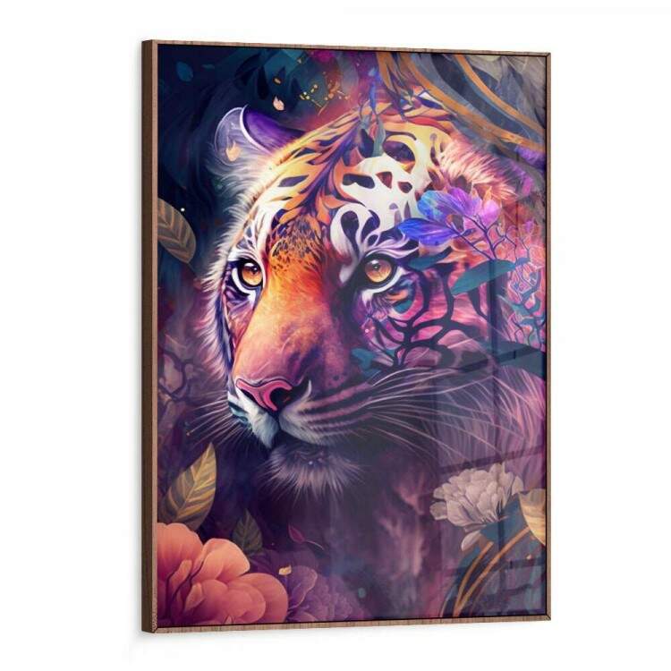 Quadro Decorativo Tigre Floral