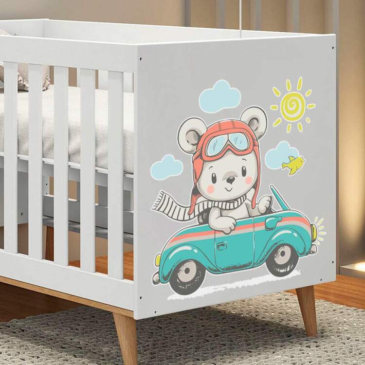 Adesivo de Parede Infantil Ursinho no Carro Passeando