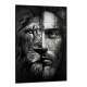 Quadro Decorativo Meia Face Jesus e Le�o