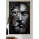Quadro Decorativo Meia Face Jesus e Le�o