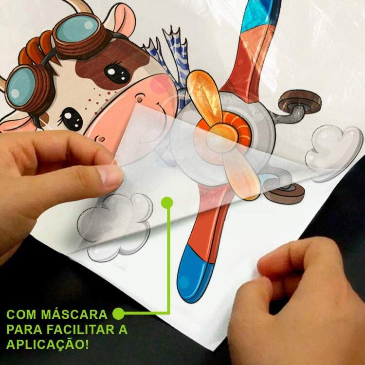 Adesivo de Parede Infantil Vaquinha Aviadora