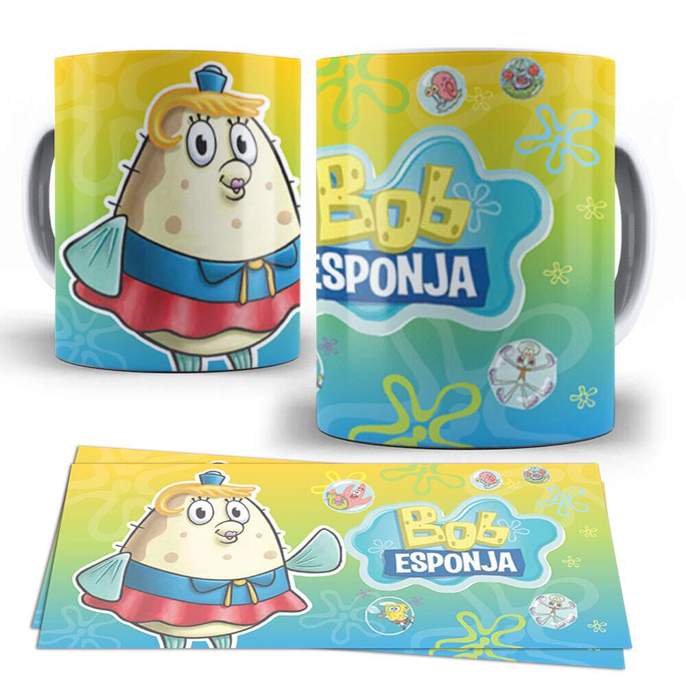 Caneca Decorativa Bob Esponja Senhora Puff Fran Adesivos de Parede Caneca Decorativa Bob Esponja Senhora Puff Fran Adesivos de Parede