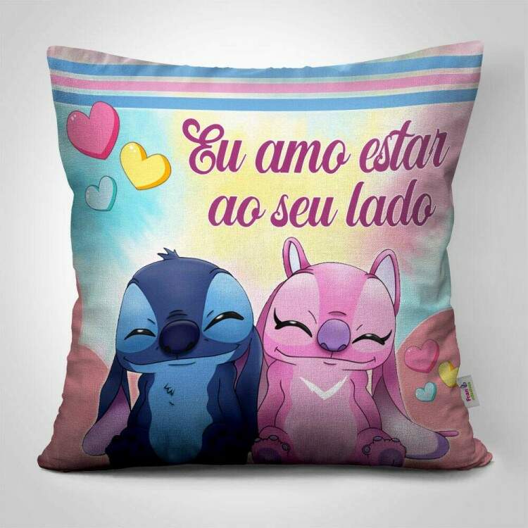 Almofada Dia dos Namorados Lilo e Stitch Amo estar ao seu Lado