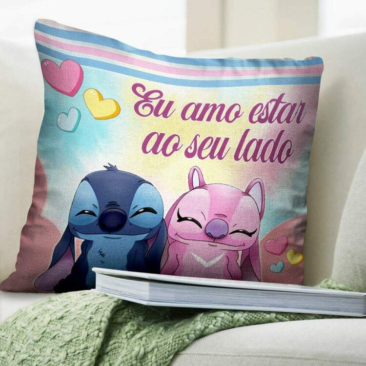 Almofada Dia dos Namorados Lilo e Stitch Amo estar ao seu Lado