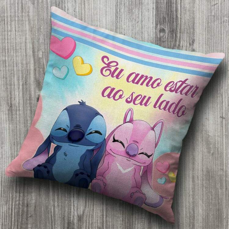 Almofada Dia dos Namorados Lilo e Stitch Amo estar ao seu Lado