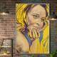 Quadro Decorativo Desenho Mulher de Amarelo