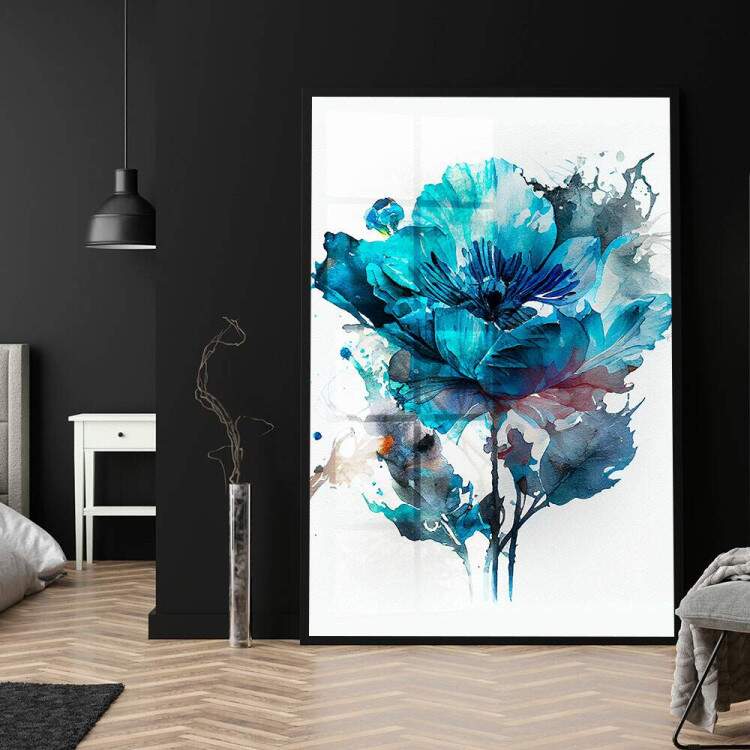 Quadro Decorativo Flor Azul Serenity Abstrato