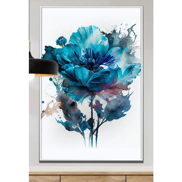 Quadro Decorativo Flor Azul Serenity Abstrato