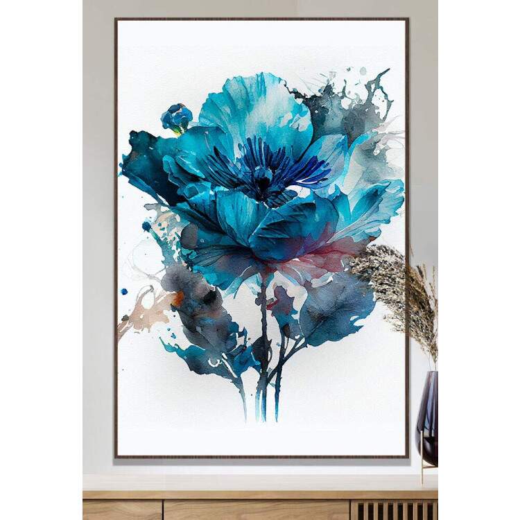 Quadro Decorativo Flor Azul Serenity Abstrato