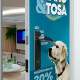 Adesivo Para Porta Petshop Banho e Tosa fundo azul