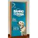 Adesivo Para Porta Petshop Banho e Tosa fundo azul
