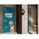Adesivo Para Porta Petshop Banho e Tosa fundo azul