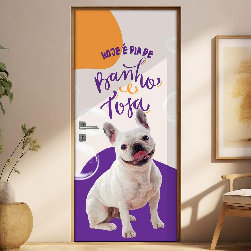 Adesivo Para Porta Petshop Banho mod 01