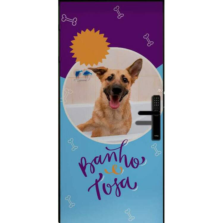 Adesivo Para Porta Petshop Banho e Tosa mod 02