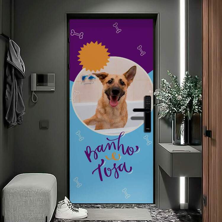 Adesivo Para Porta Petshop Banho e Tosa mod 02