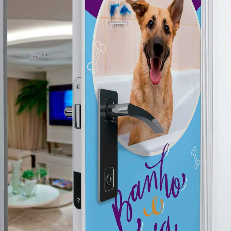 Adesivo Para Porta Petshop Banho e Tosa mod 02