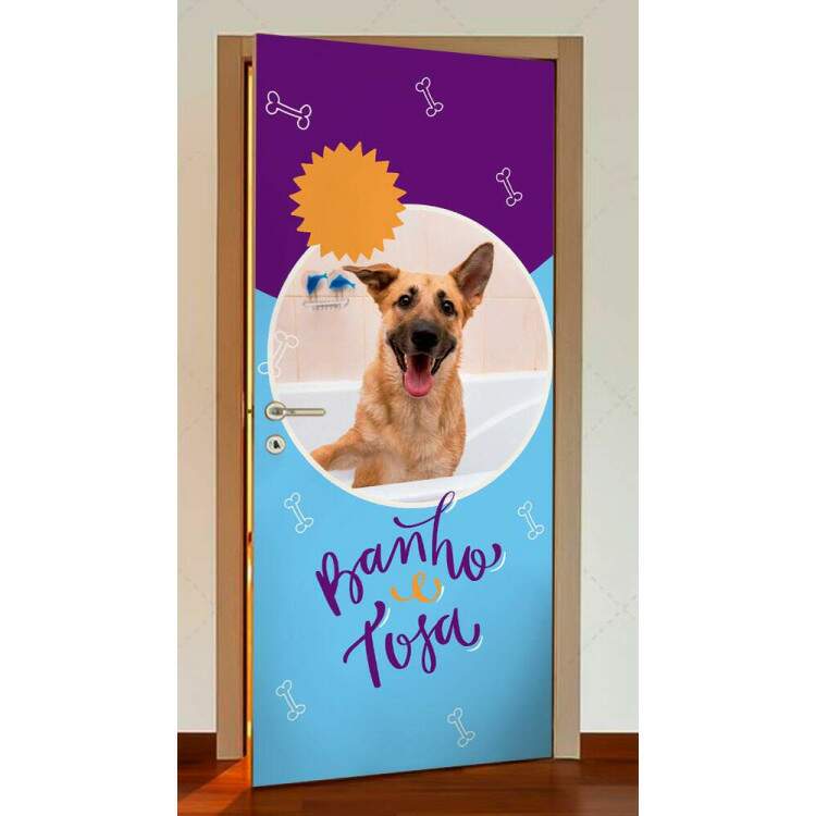 Adesivo Para Porta Petshop Banho e Tosa mod 02