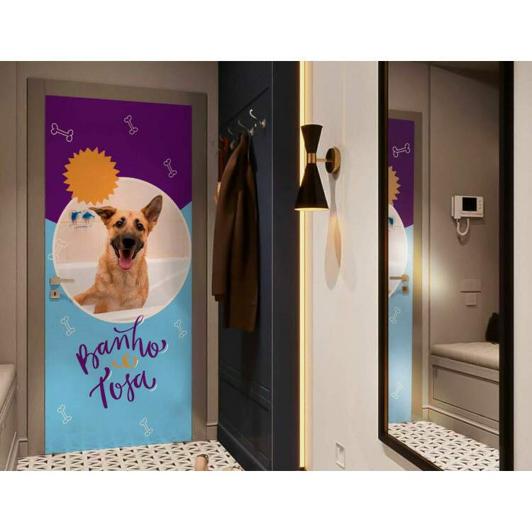 Adesivo Para Porta Petshop Banho e Tosa mod 02