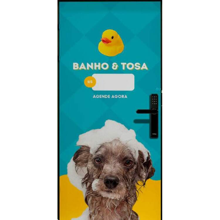 Adesivo Para Porta Petshop Banho com Patinho