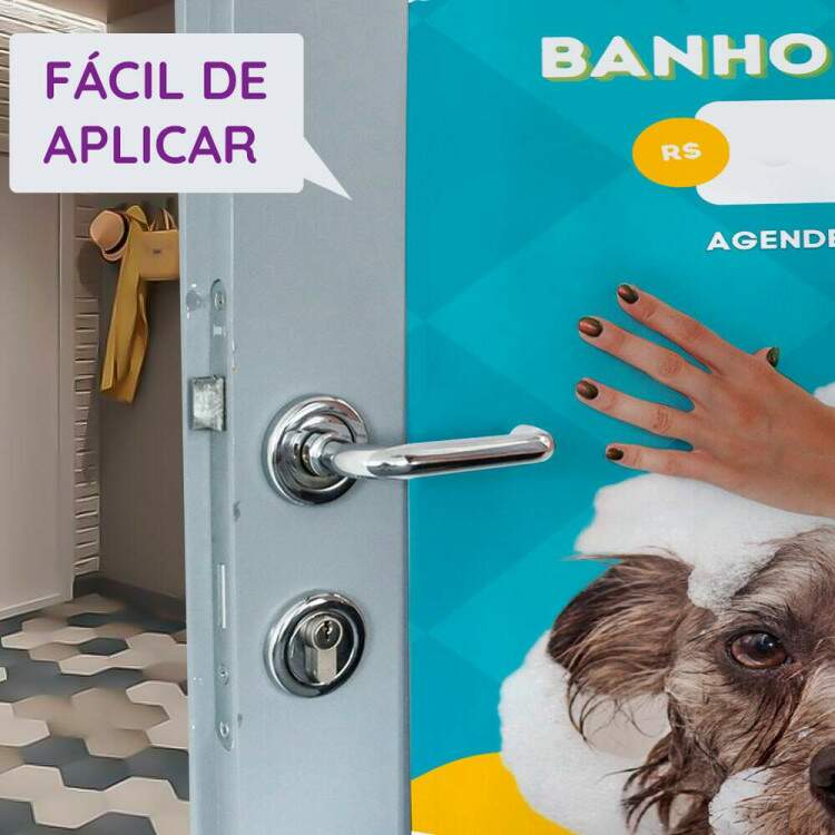 Adesivo Para Porta Petshop Banho com Patinho