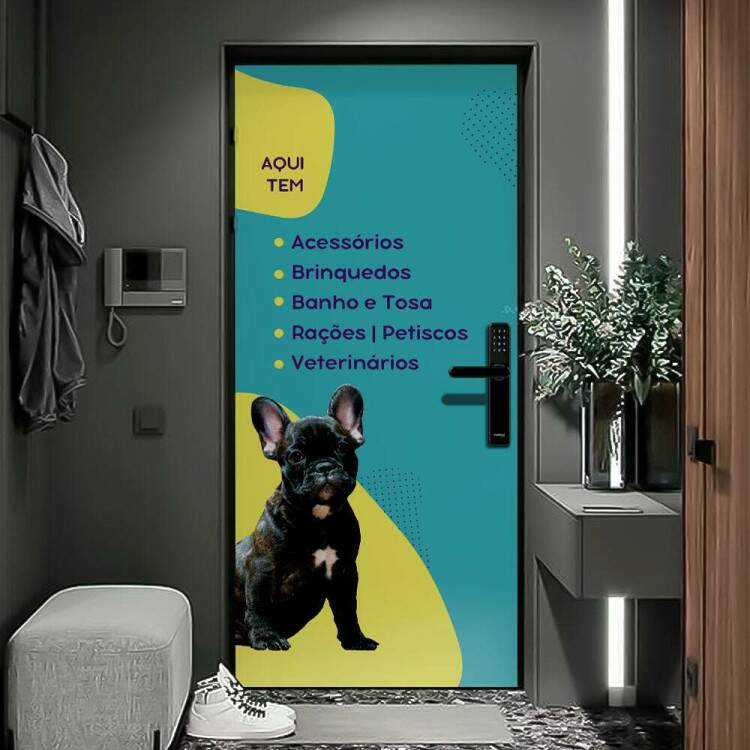 Adesivo Para Porta Petshop Banho com Cachorrinho