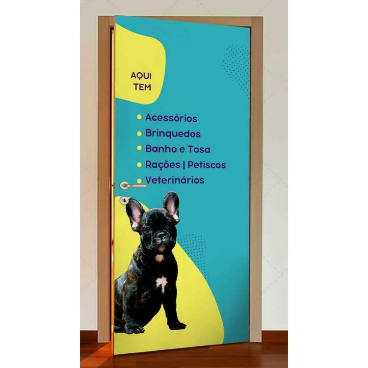 Adesivo Para Porta Petshop Banho com Cachorrinho