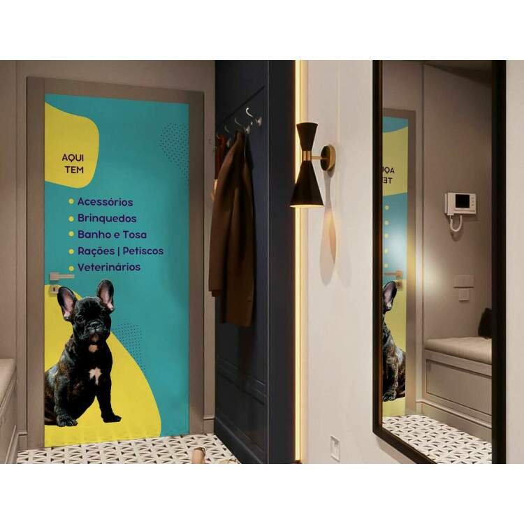 Adesivo Para Porta Petshop Banho com Cachorrinho