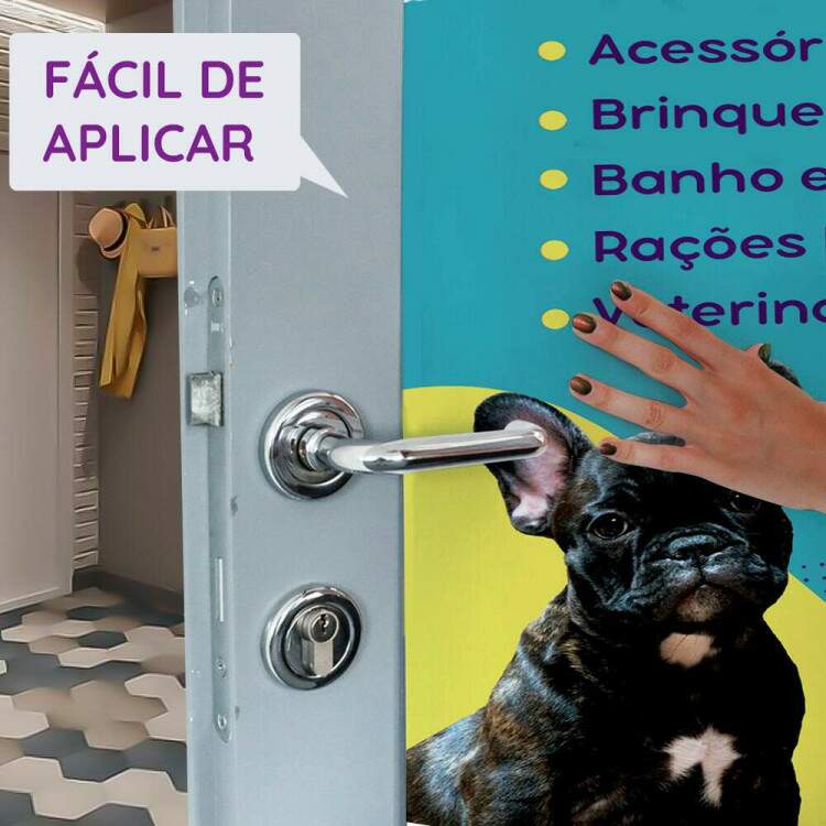 Adesivo Para Porta Petshop Banho com Cachorrinho
