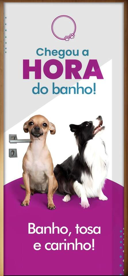 Adesivo Para Porta Petshop Hora do Banho